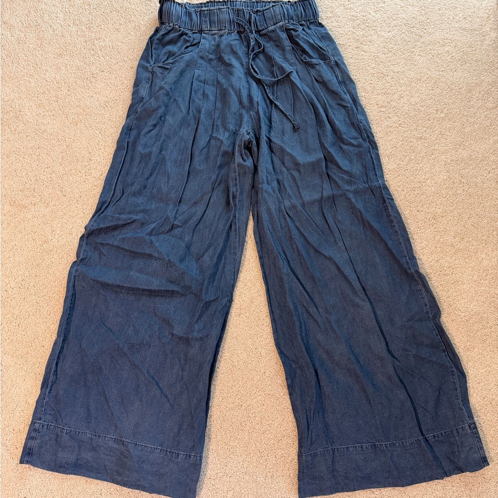 Entro Denim Blue Elastic Waist Pants